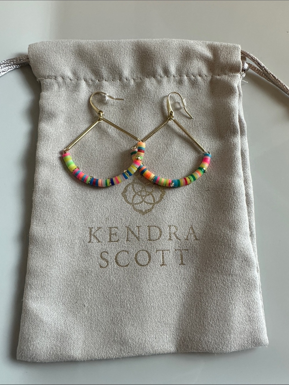 Kendra Scott Gold Hoop Earrings with Neon Rainbow Beads